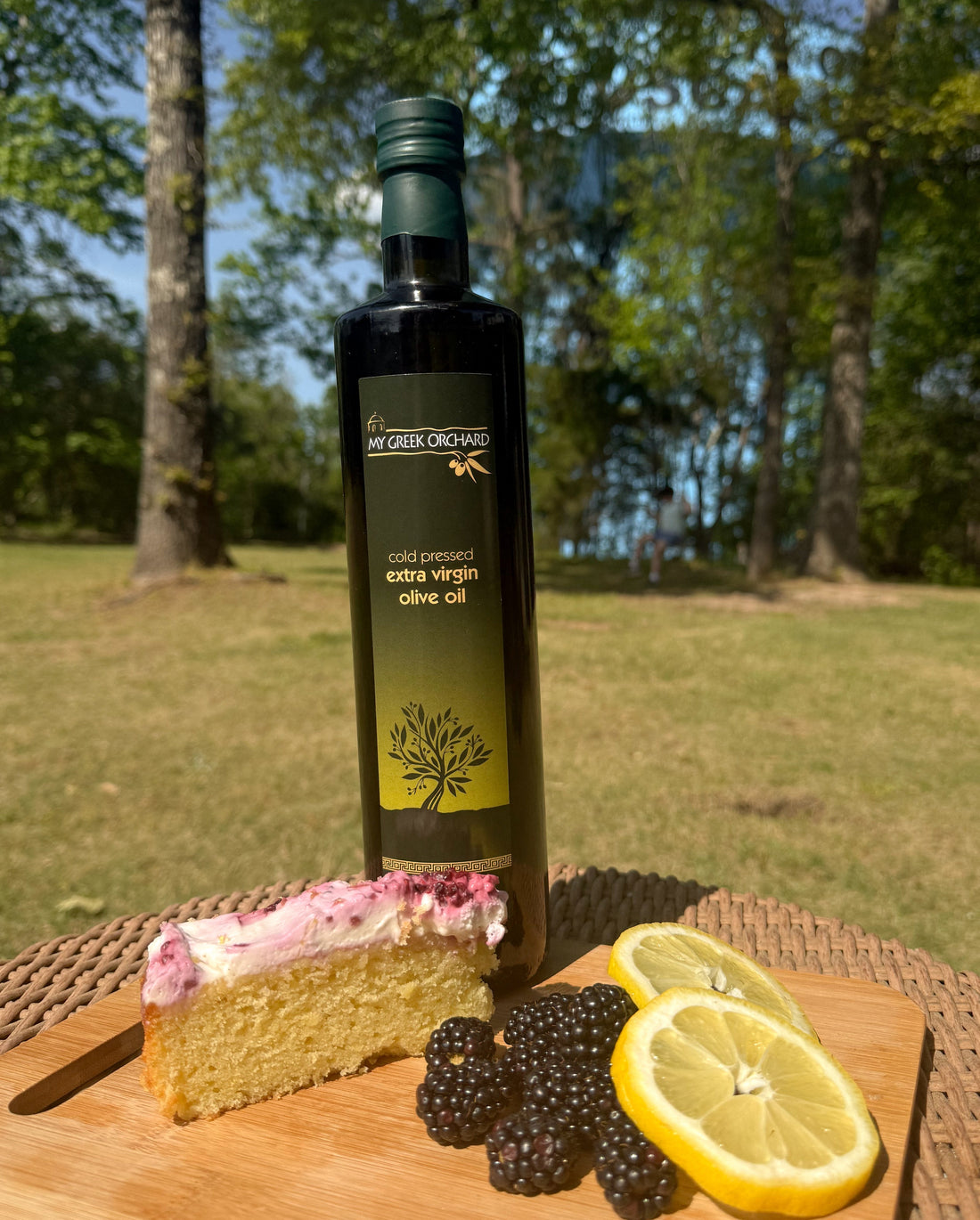 Lemon Olive Oil Cake with Stabilized Whipped Cream